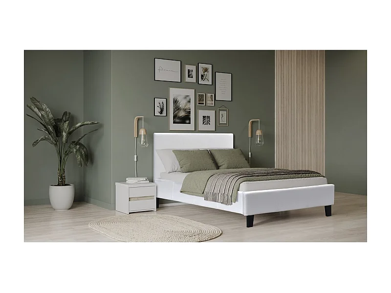 Eenpersoonsbed "Lina" 90x190 cm van wit multiplex met lattenbodem