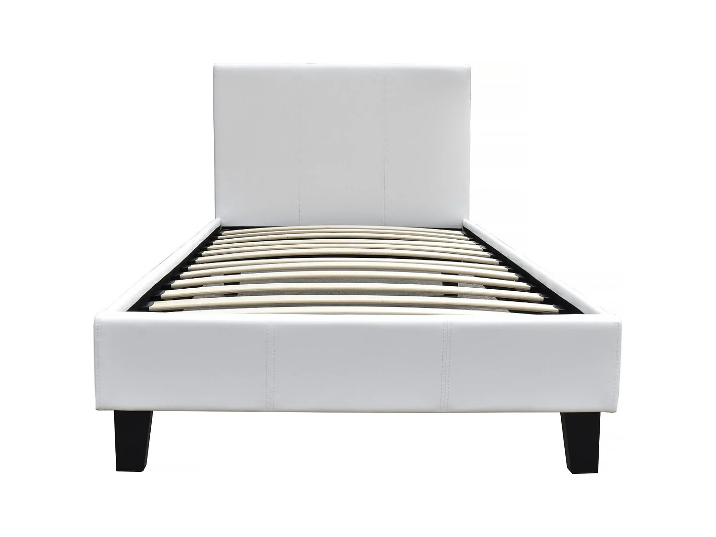 Cama de solteiro "Lina" 90x190 cm em contraplacado branco com estrado de ripas