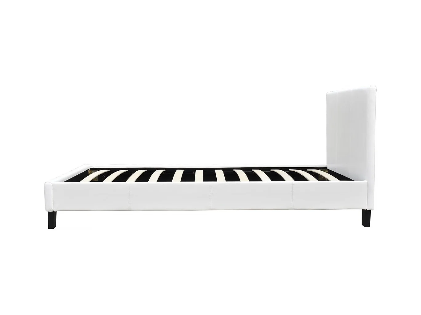 Cama de solteiro "Lina" 90x190 cm em contraplacado branco com estrado de ripas