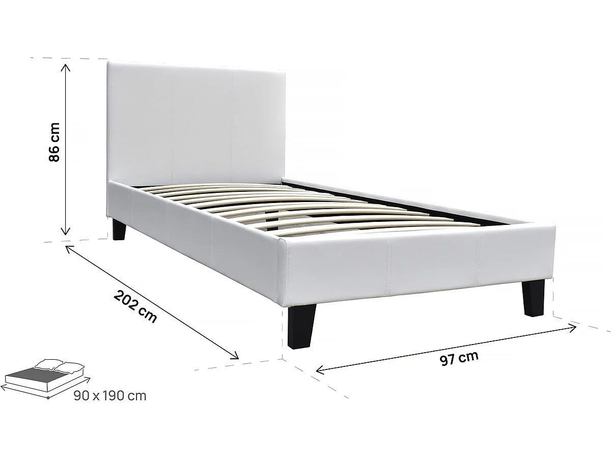 Einzelbett "Lina" - 90 x 190 cm - Weiß