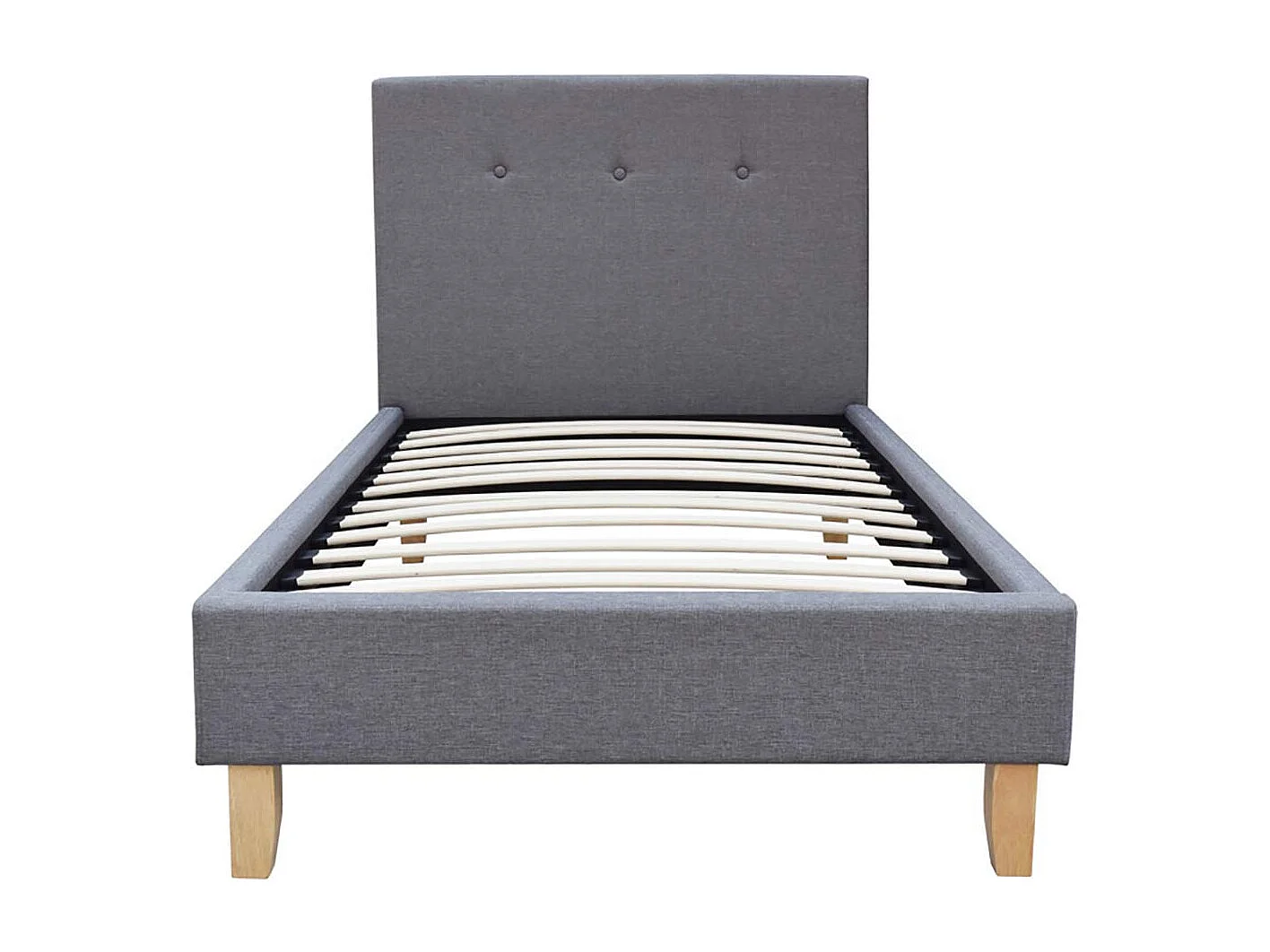 Bed "Elise" in Grijze Stof - 90x190cm - Houten Poten