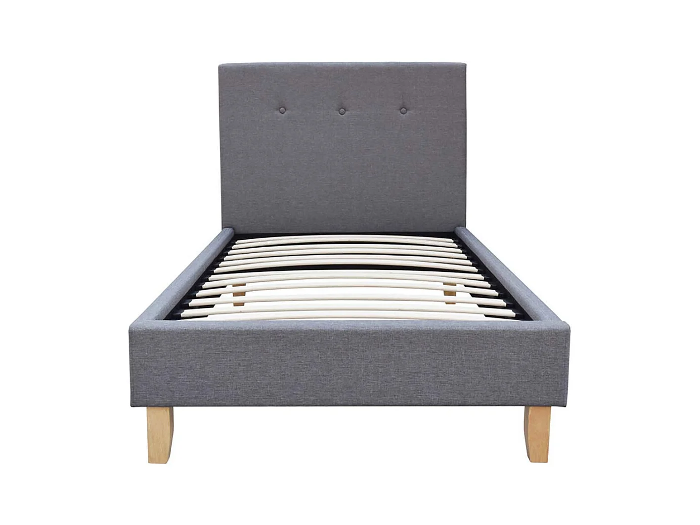 Bed "Elise" in Grijze Stof - 90x190cm - Houten Poten