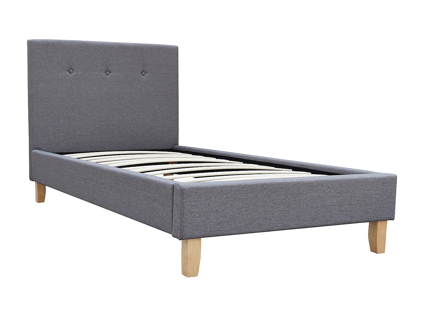 Bed "Elise" in Grijze Stof - 90x190cm - Houten Poten