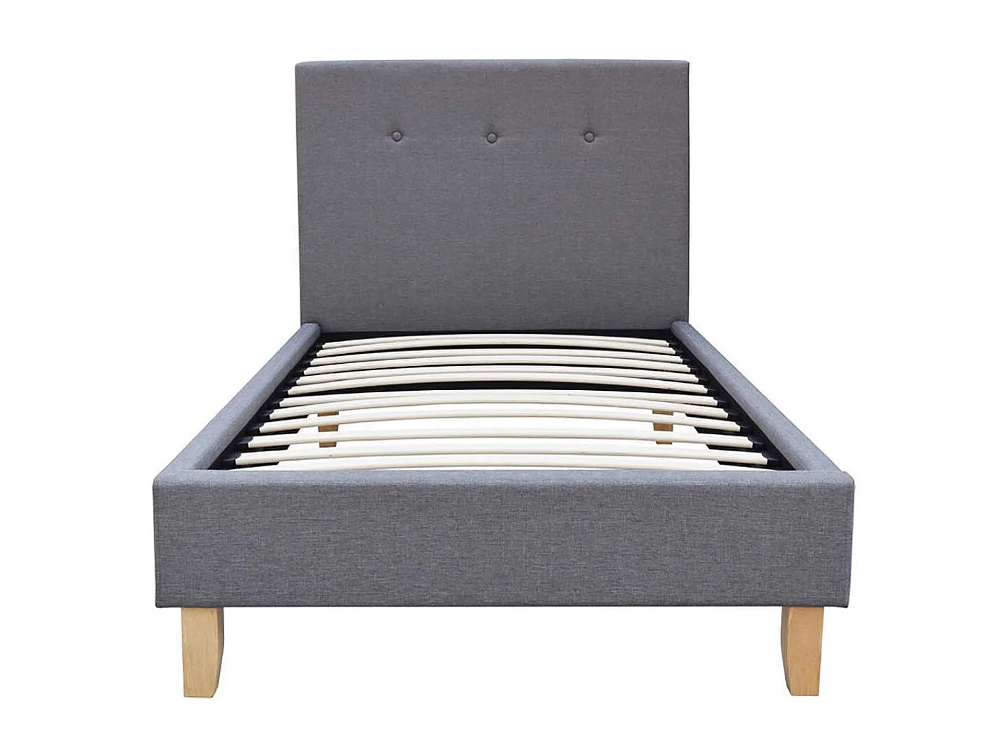 Bed "Elise" in Grijze Stof - 90x190cm - Houten Poten