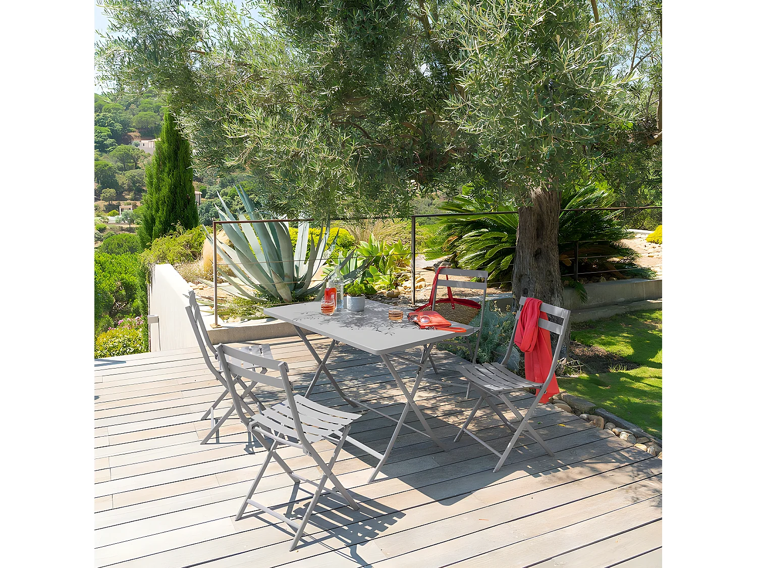 Table rectangulaire pliante Greensboro 4p quartz Hespéride