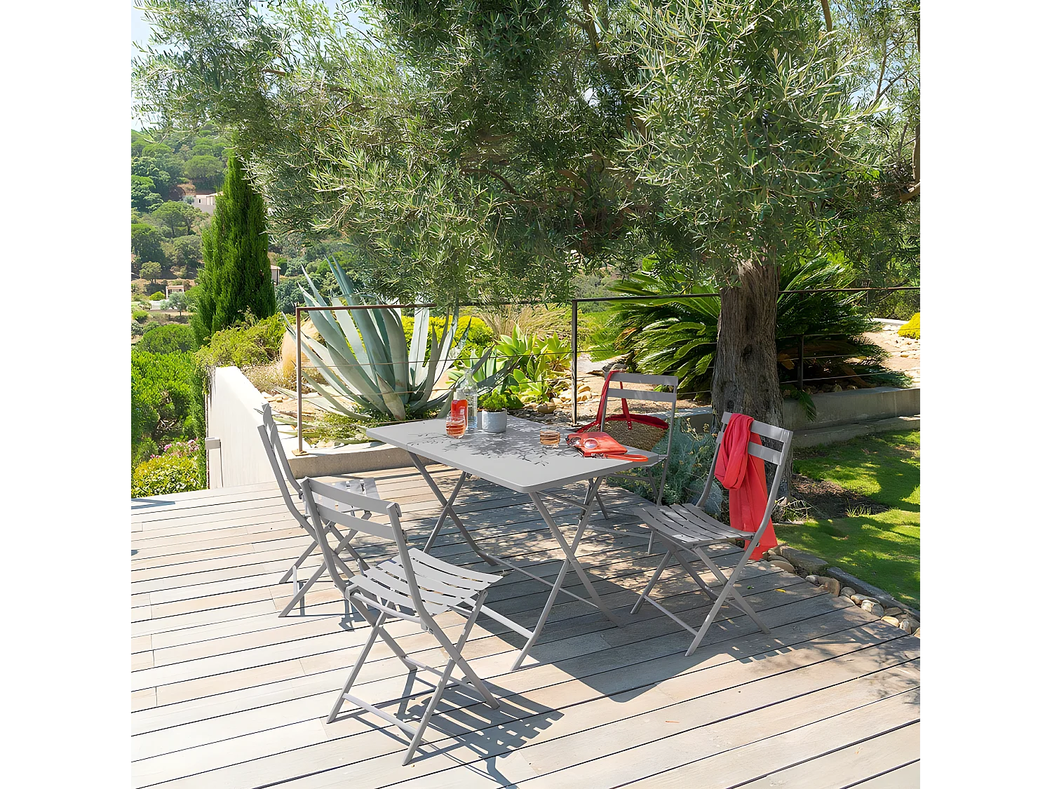 Table rectangulaire pliante Greensboro 4p quartz Hespéride