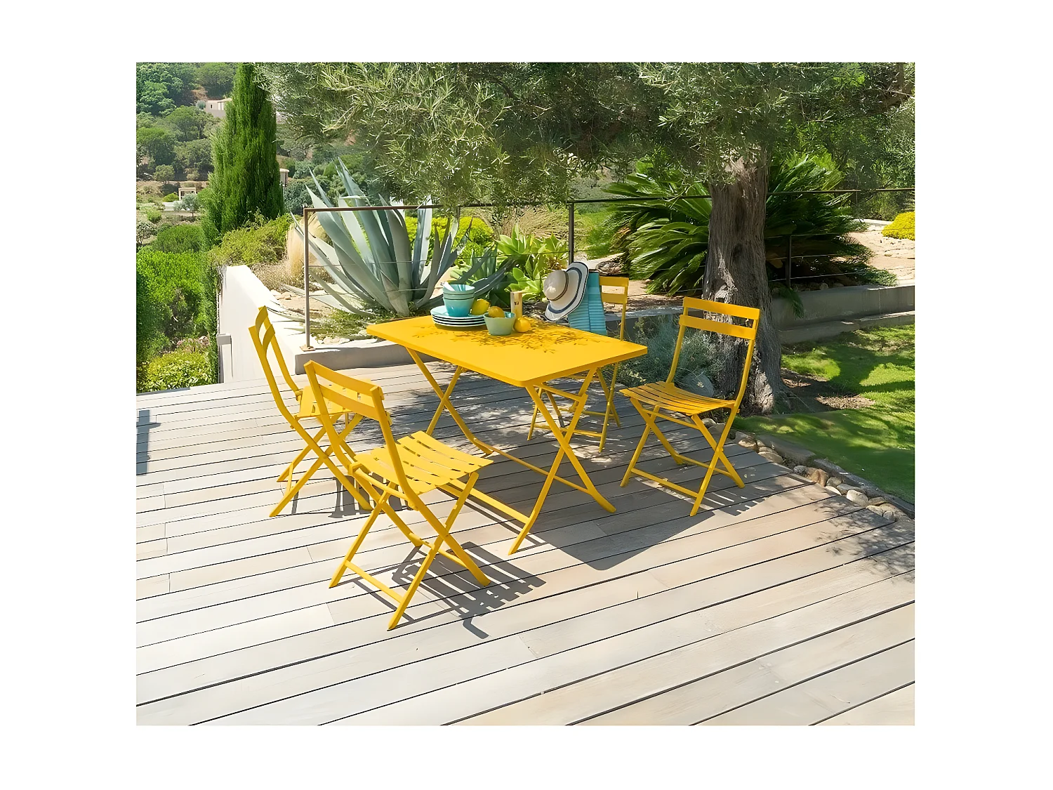 Table rectangulaire pliante Greensboro 4p jaune moutarde Hespéride