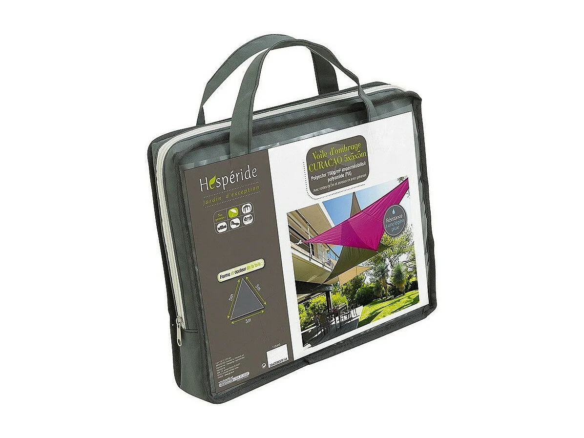 Toile solaire 5x5x5m Curacao gris Hespéride