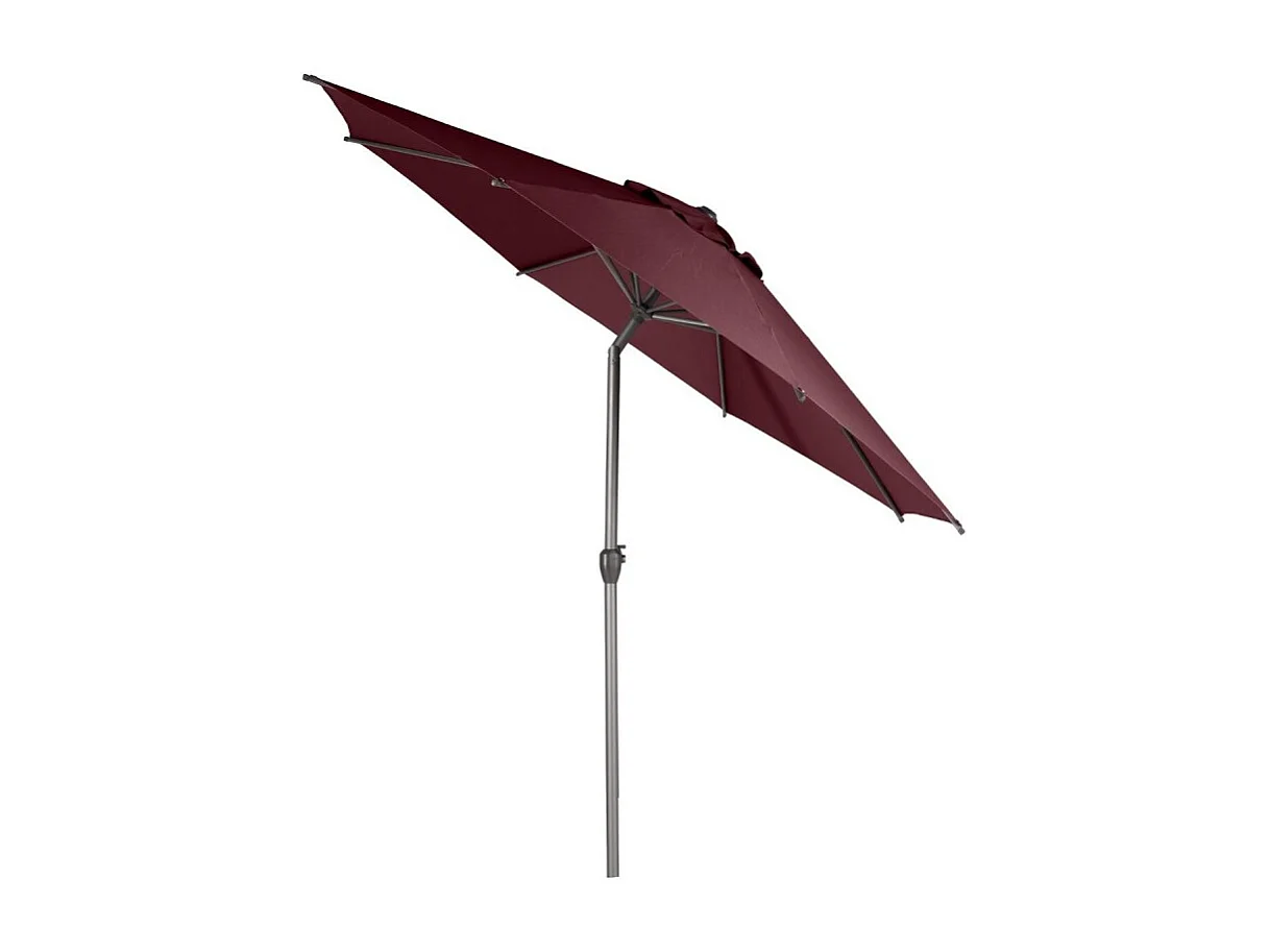 Parasol mat central rond 3m Loompa bordeaux Hespéride