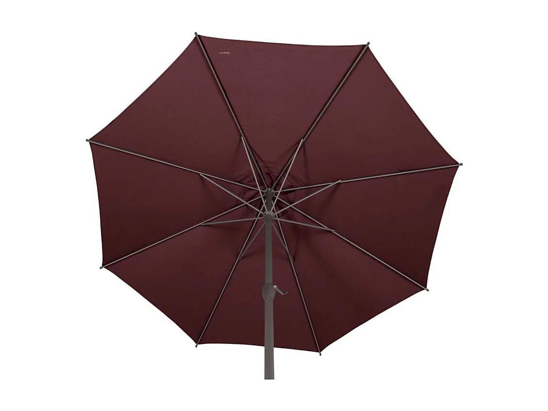 Parasol mat central rond 3m Loompa bordeaux Hespéride