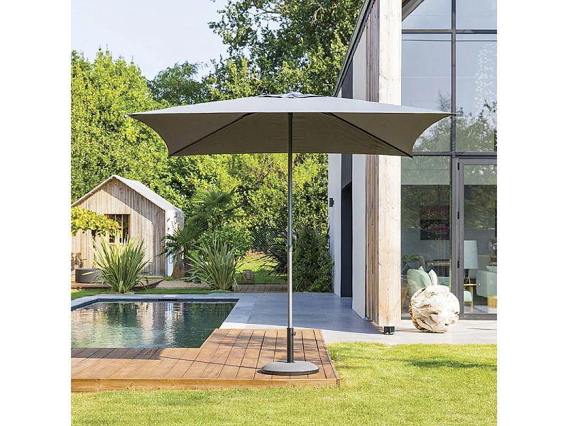 Parasol droit carré 2,5x2,5m Soya ardoise Hespéride