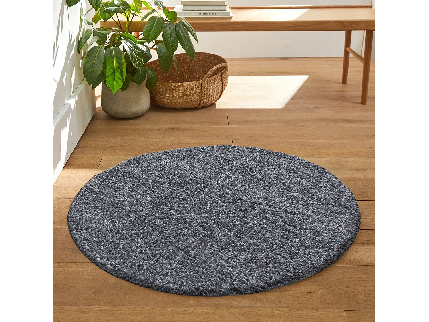 SHAGGY - Tapis Uni Rond - Gris 080 x 080 cm