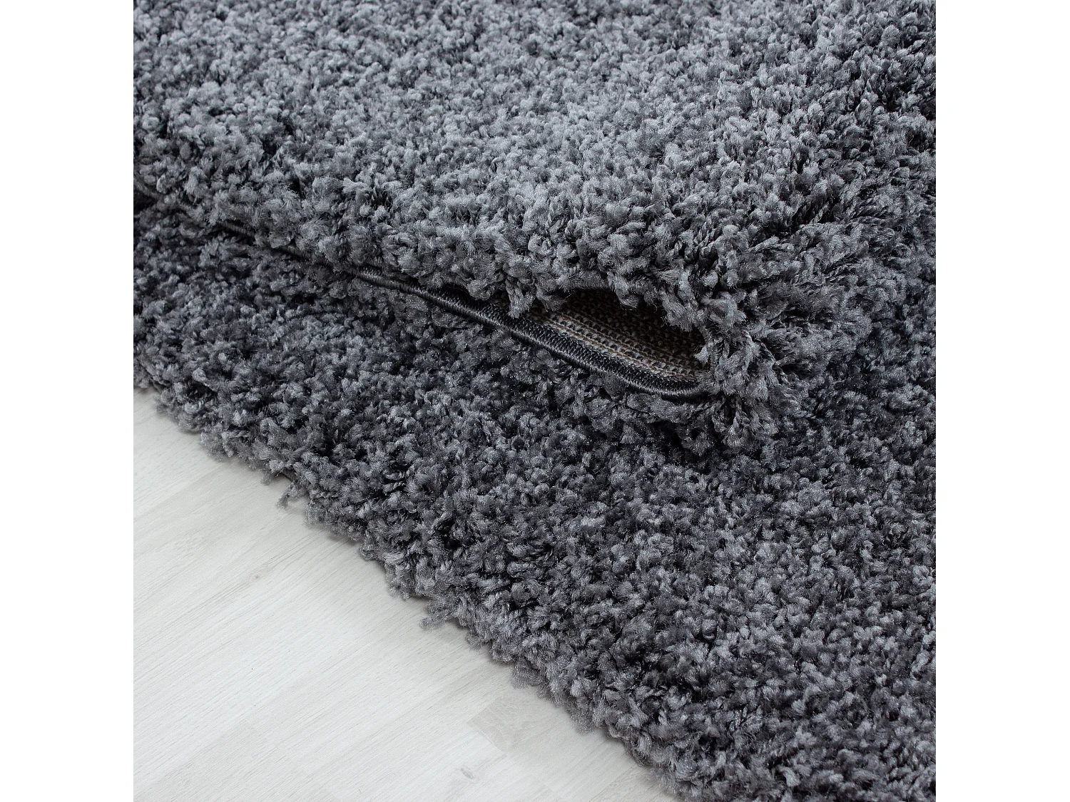 SHAGGY - Tapis Uni Rond - Gris 080 x 080 cm