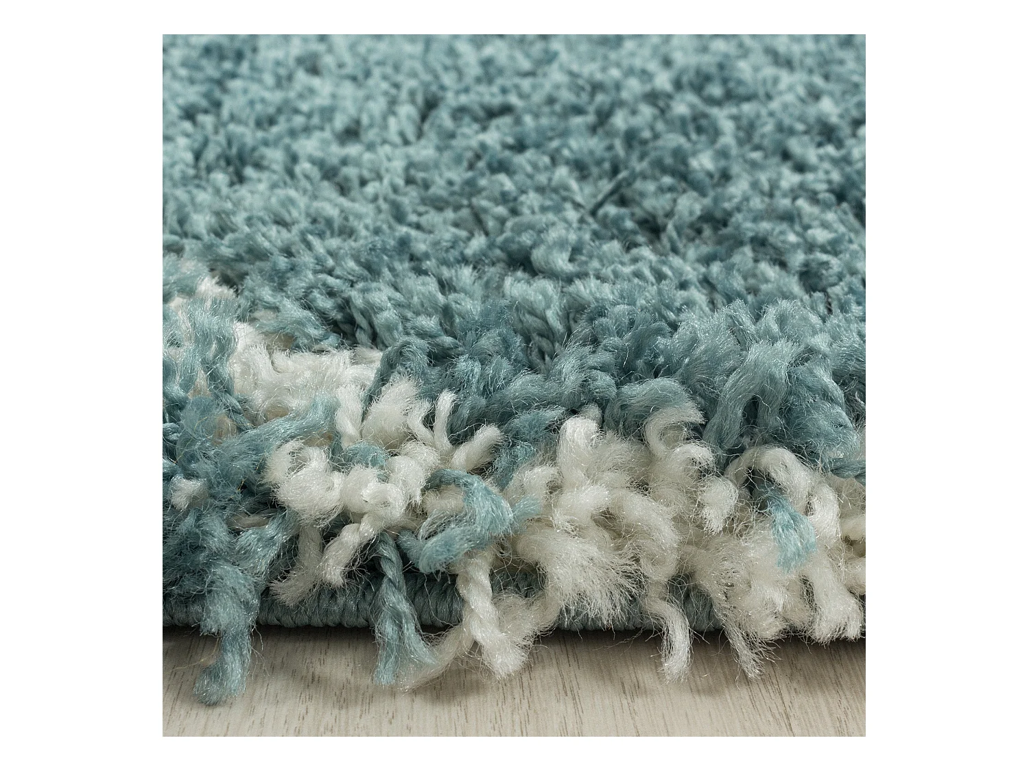 SALMA - Tapis à poils longs et motifs Alhambra - Turquoise et Blanc 120 x 170 cm
