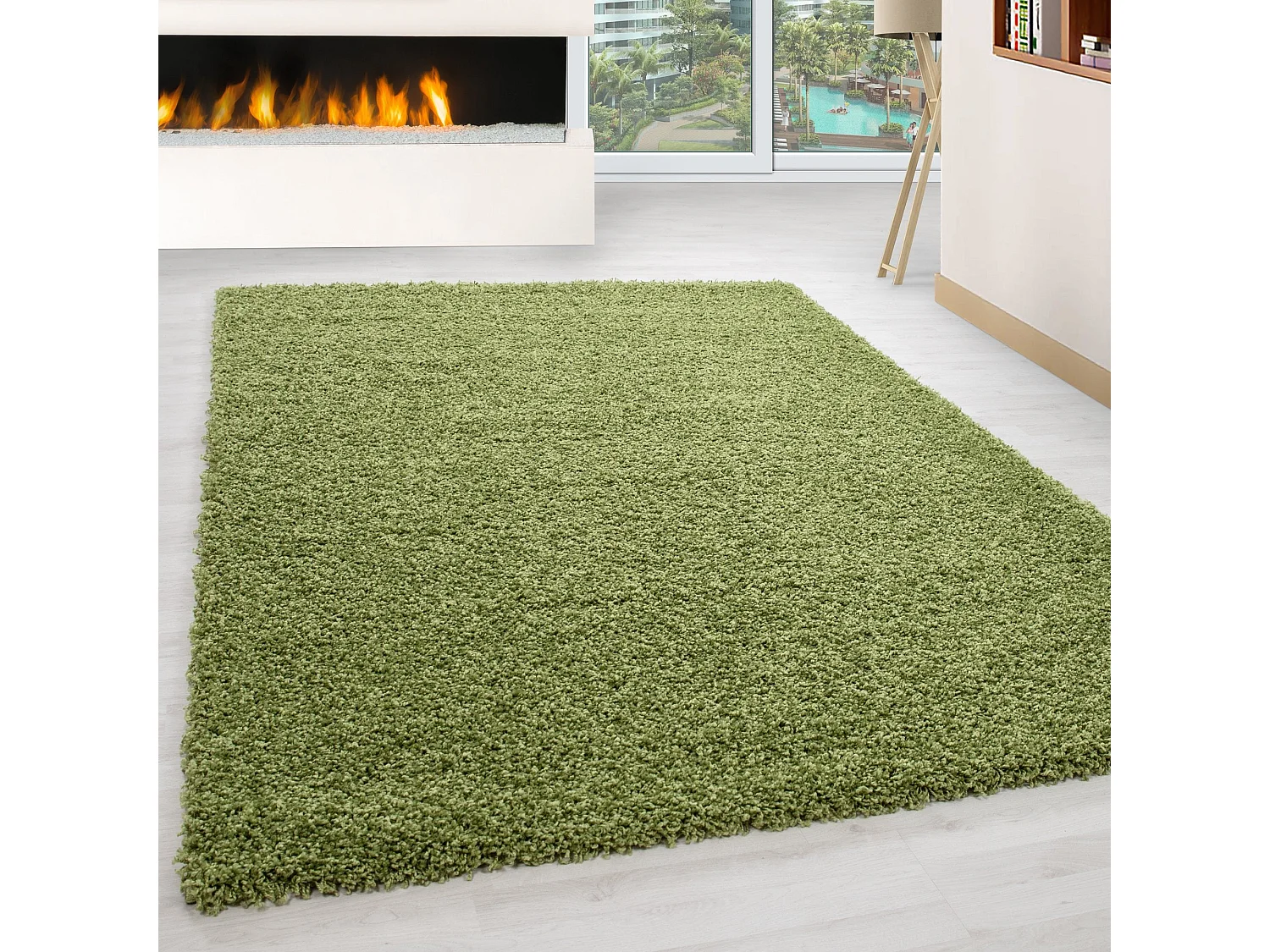 SHAGGY - Tapis Uni à poils longs - Vert 120 x 170 cm