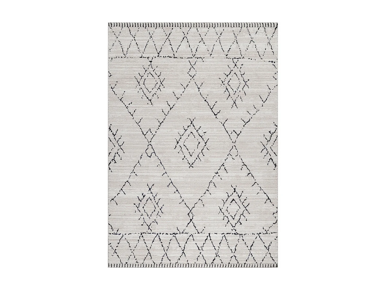 TRIBAL - Tapis Berbère laineux - Crème & Anthracite 80 x 150 cm