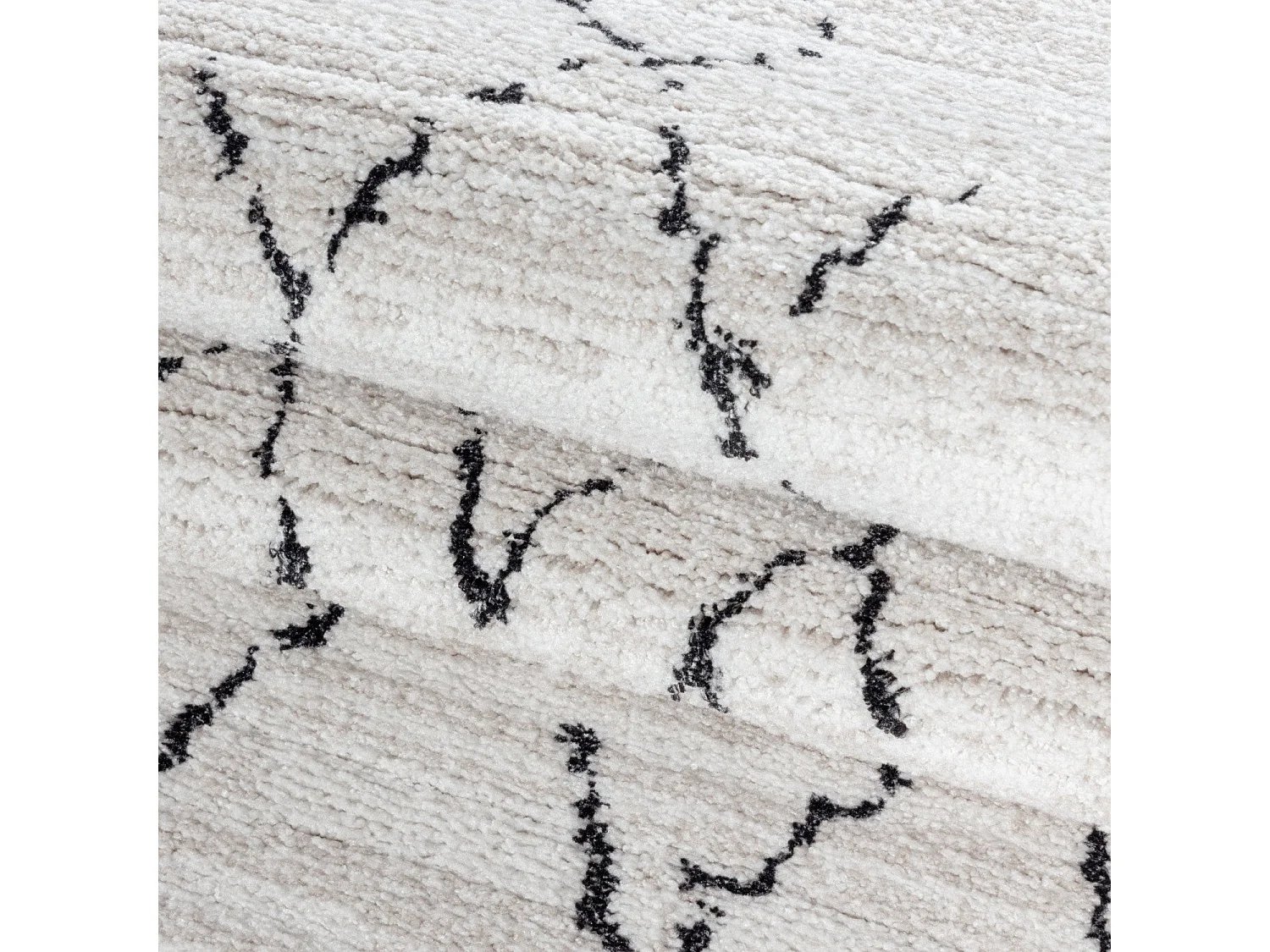 TRIBAL - Tapis Berbère laineux - Crème & Anthracite 80 x 150 cm