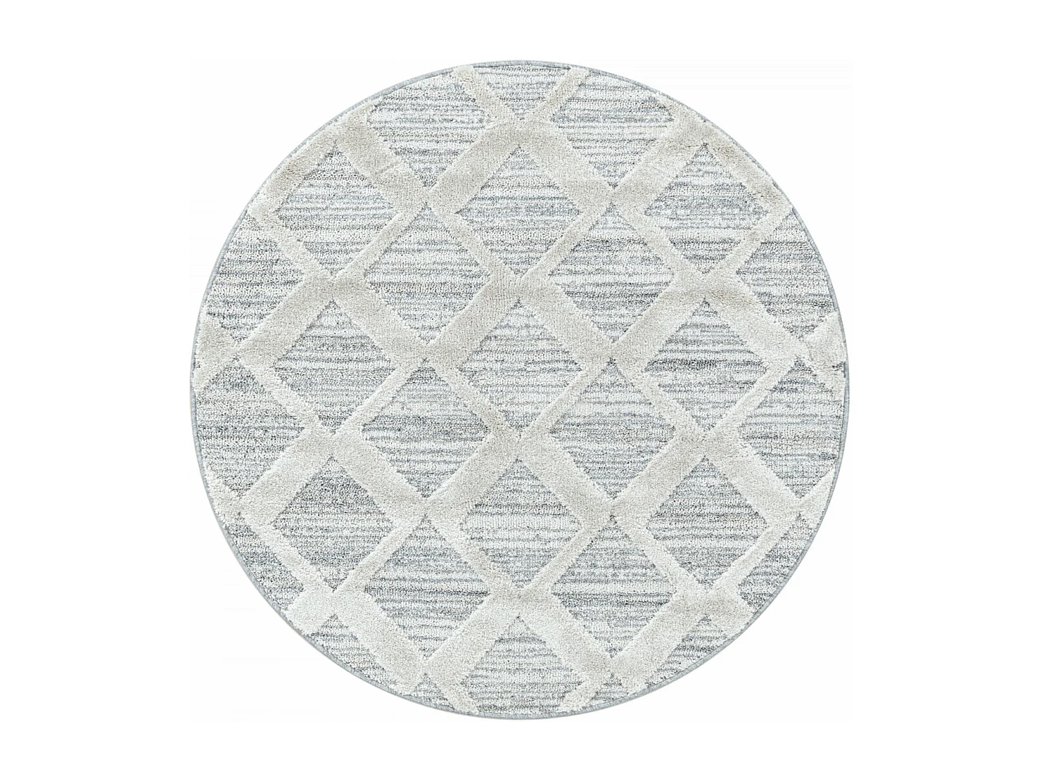 ESMIYA - Tapis Berbère Rond à relief - Crème 200 x 200 cm