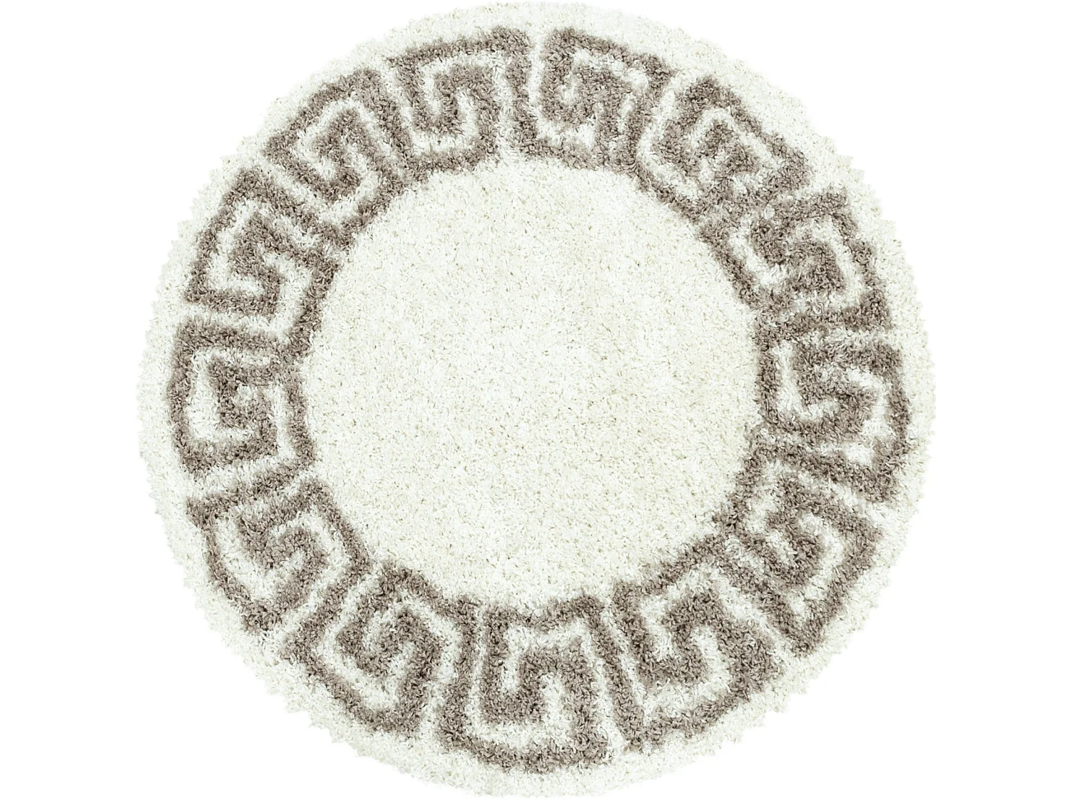 VERSA - Tapis Rond à poils longs - Crème et Beige 120 x 120 cm