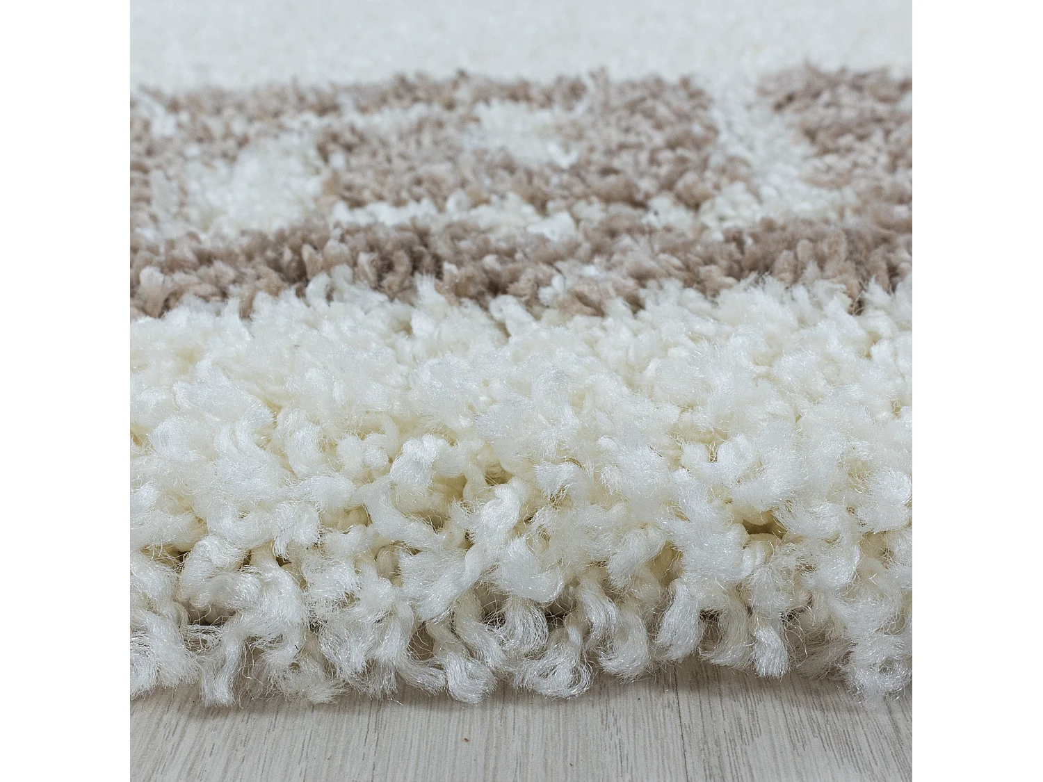 VERSA - Tapis Rond à poils longs - Crème et Beige 120 x 120 cm