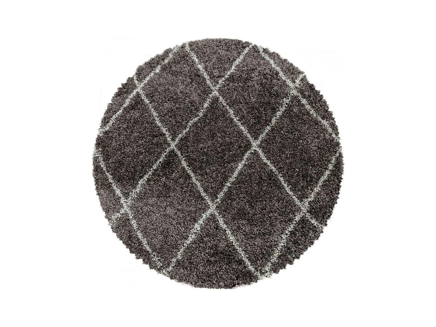 BERBERE - Tapis Rond de style berbère - Taupe et Ivoire 080 x 080 cm
