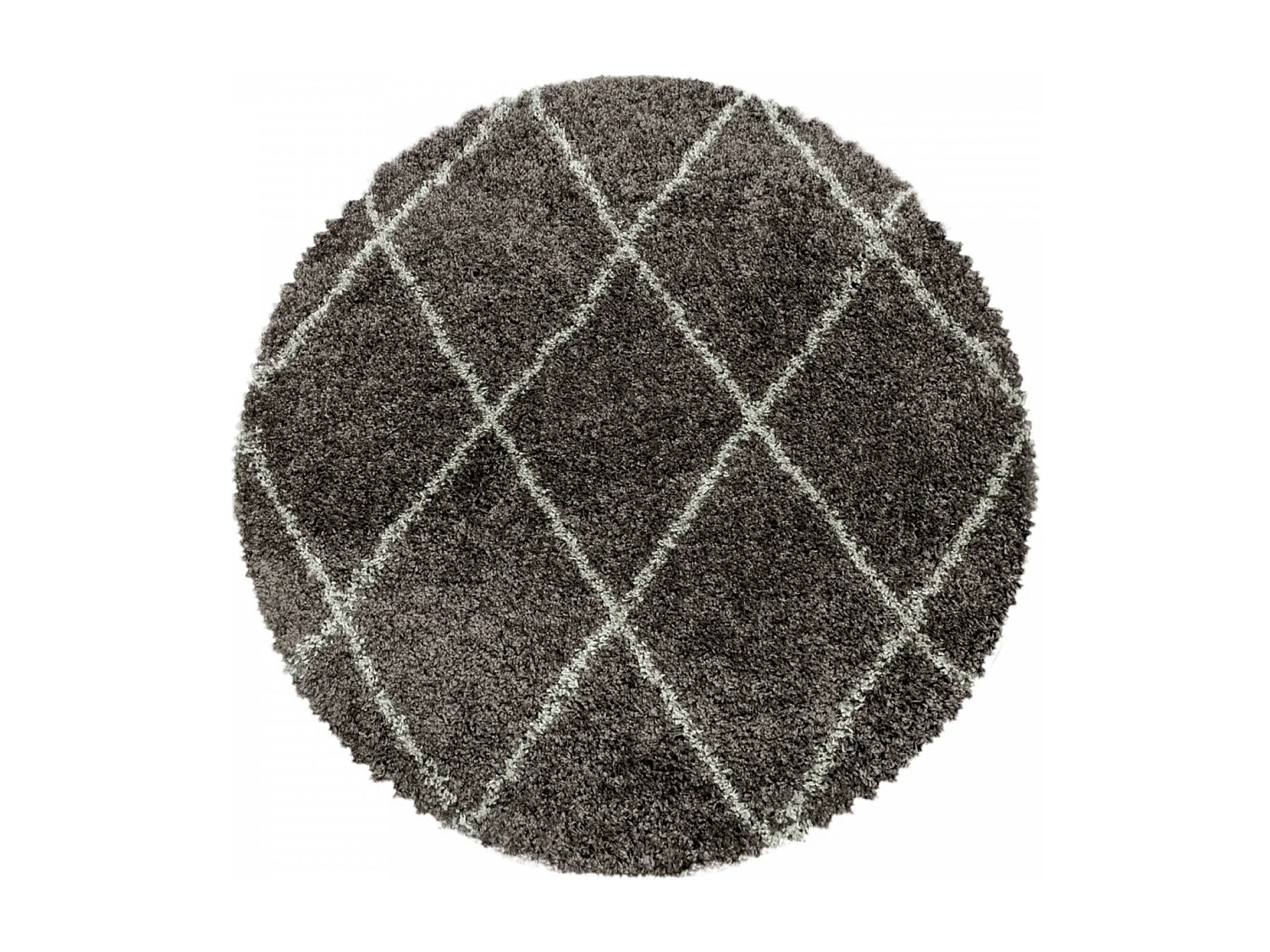 BERBERE - Tapis Rond de style berbère - Taupe et Ivoire 080 x 080 cm