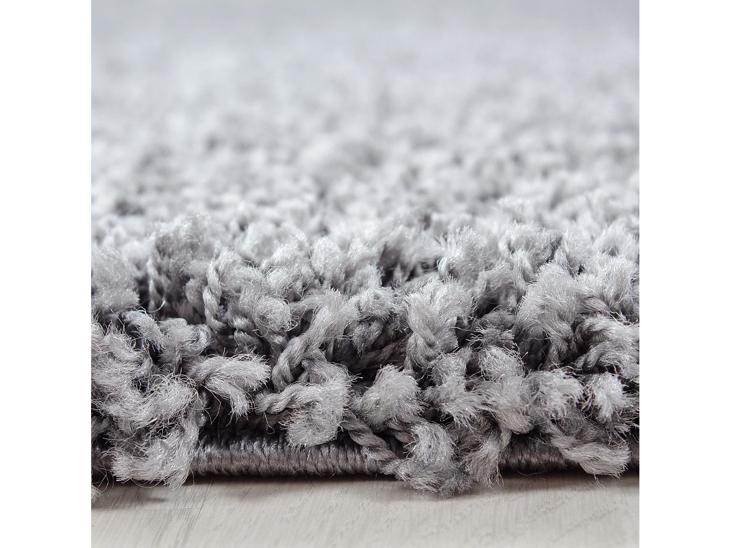 SHAGGY - Tapis Uni Rond - Gris clair 200 x 200 cm