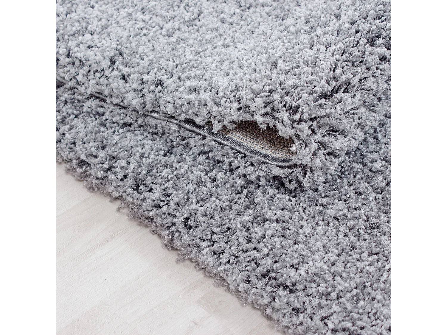 SHAGGY - Tapis Uni Rond - Gris clair 200 x 200 cm