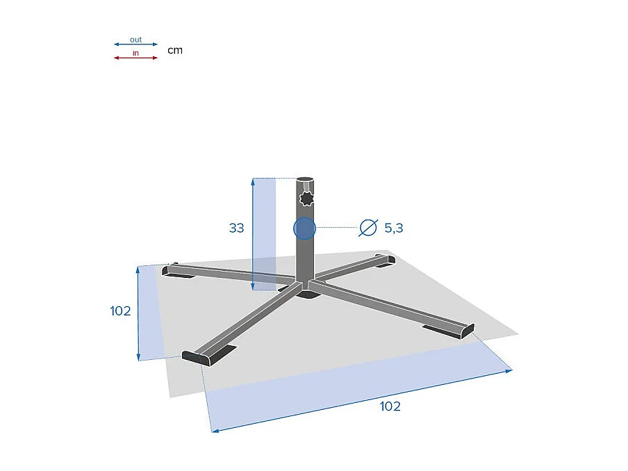 Pied de parasol pliant grand modèle anthracite Hespéride