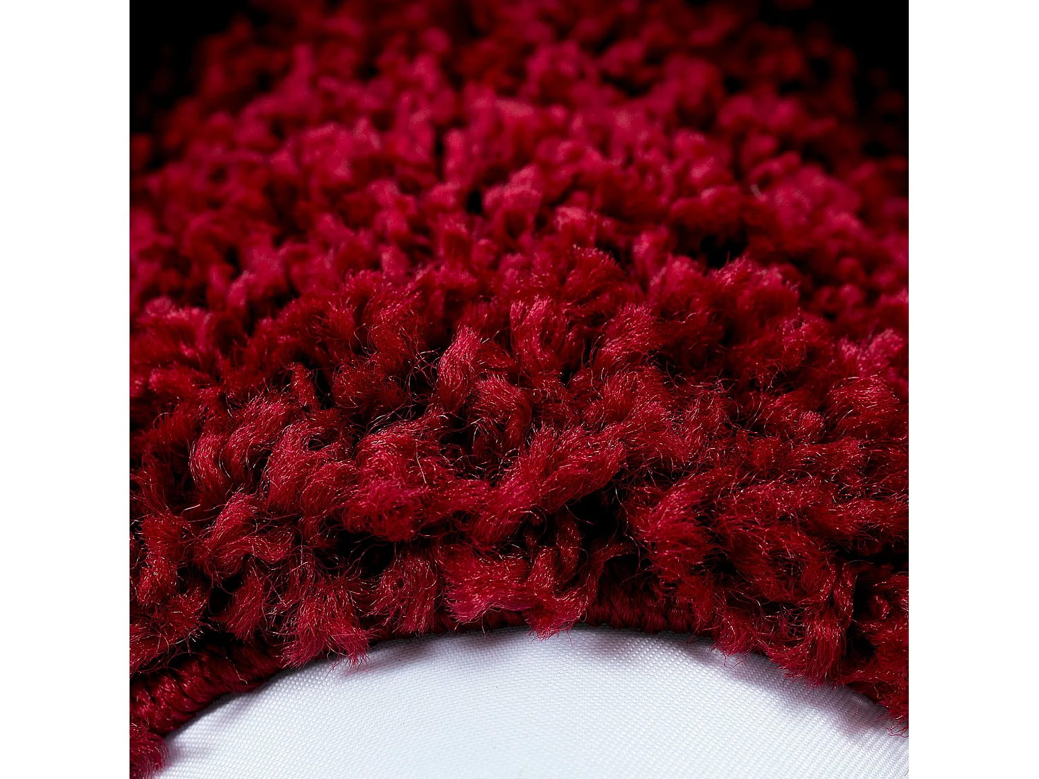 SHAGGY - Tapis à Bordures Rond - Rouge 120 x 120 cm