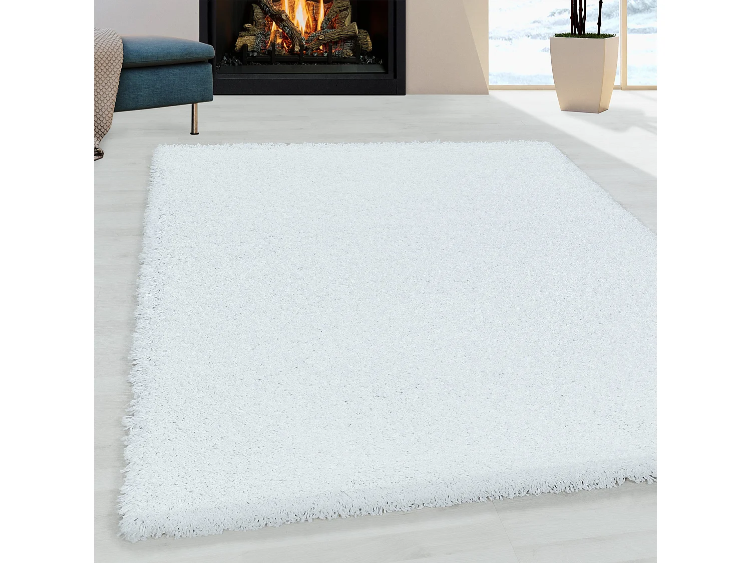 DOUX - Tapis à poils longs doux - Blanc 140 x 200 cm