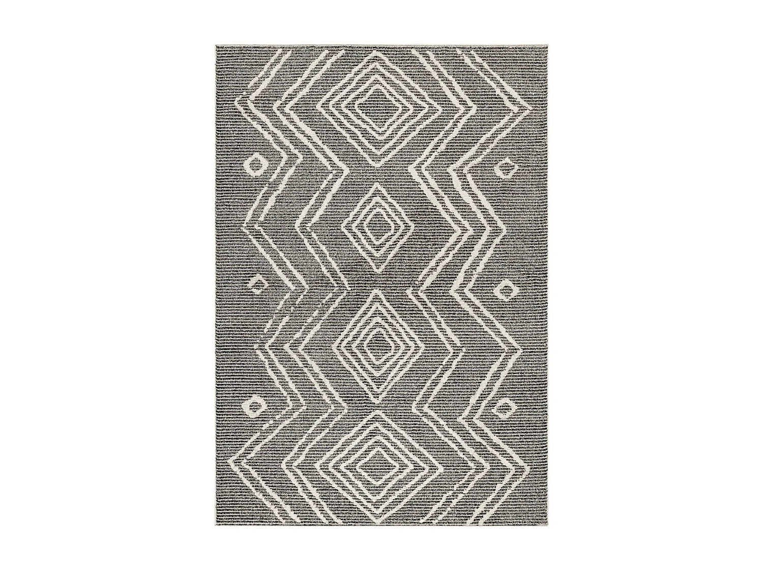 JELA - Tapis Berbère laineux - Noir & Beige 140 x 200 cm