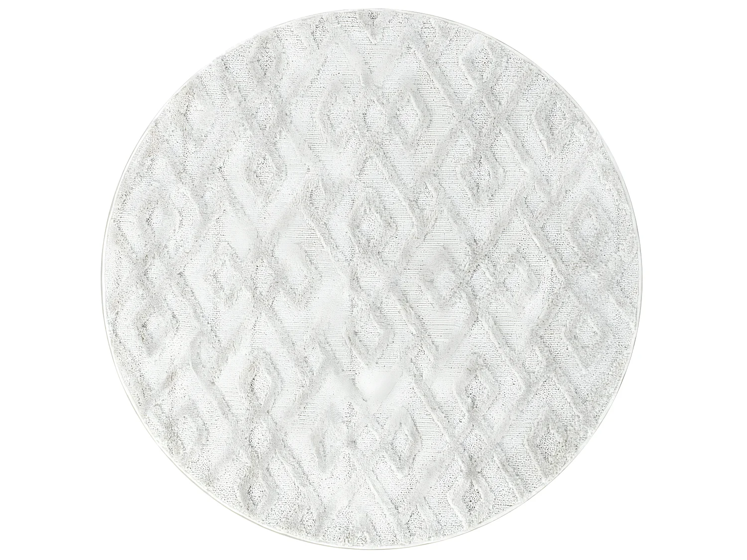 MUDA - Tapis Berbère Rond à relief - Crème 120 x 120 cm