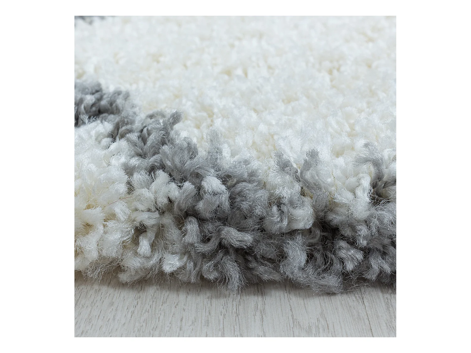 SALMA - Tapis Rond à poils longs et motifs Alhambra - Blanc et Gris 080 x 080 cm