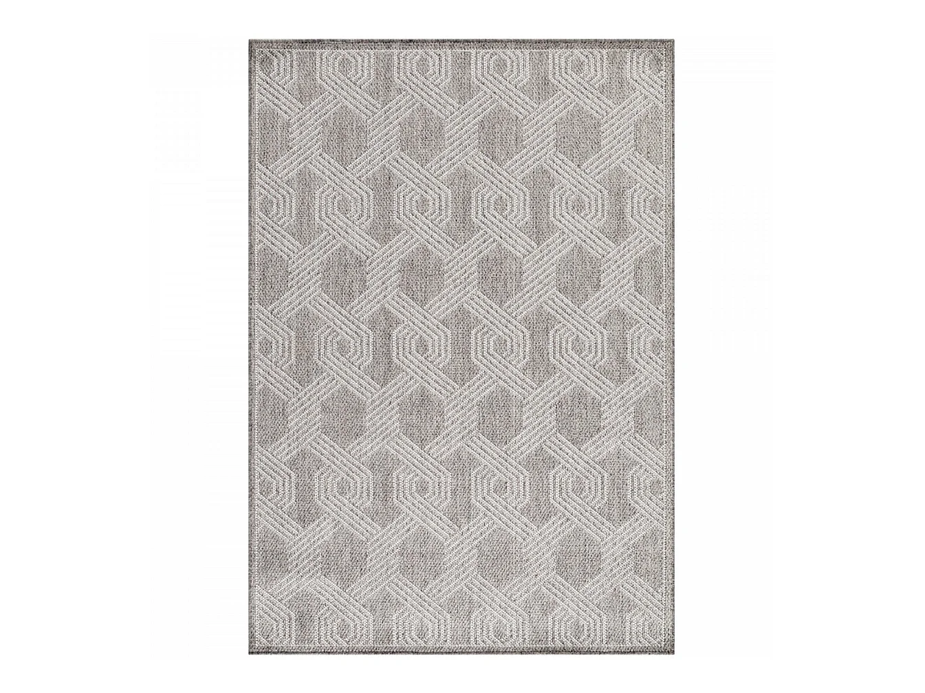 TRESS - Tapis Extérieur/Intérieur Tissé Plat - Gris & Crème 60 x 100 cm