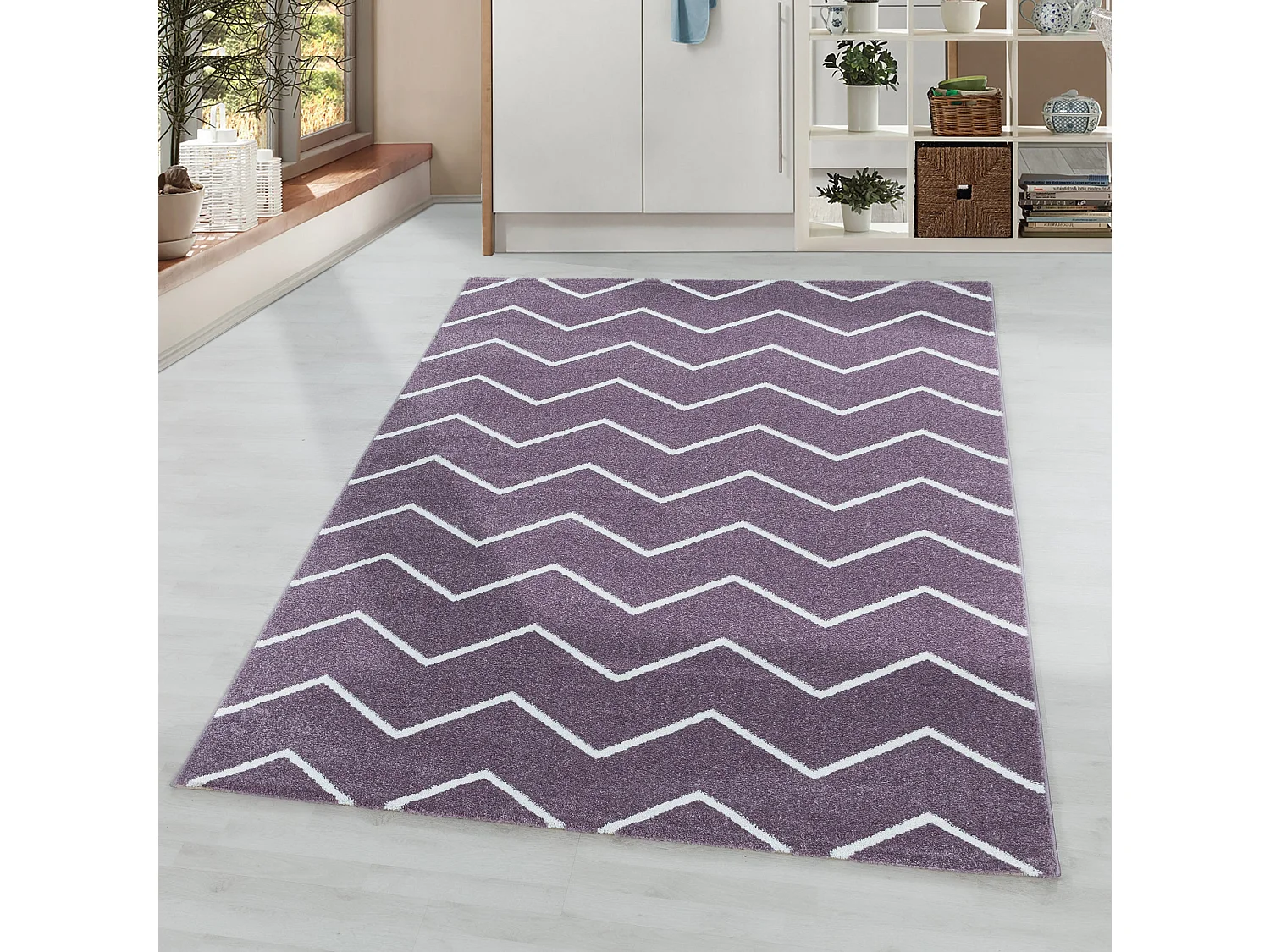 SCANDI Colors - Tapis à Chevrons colorés - Violet et Blanc 120 x 170 cm