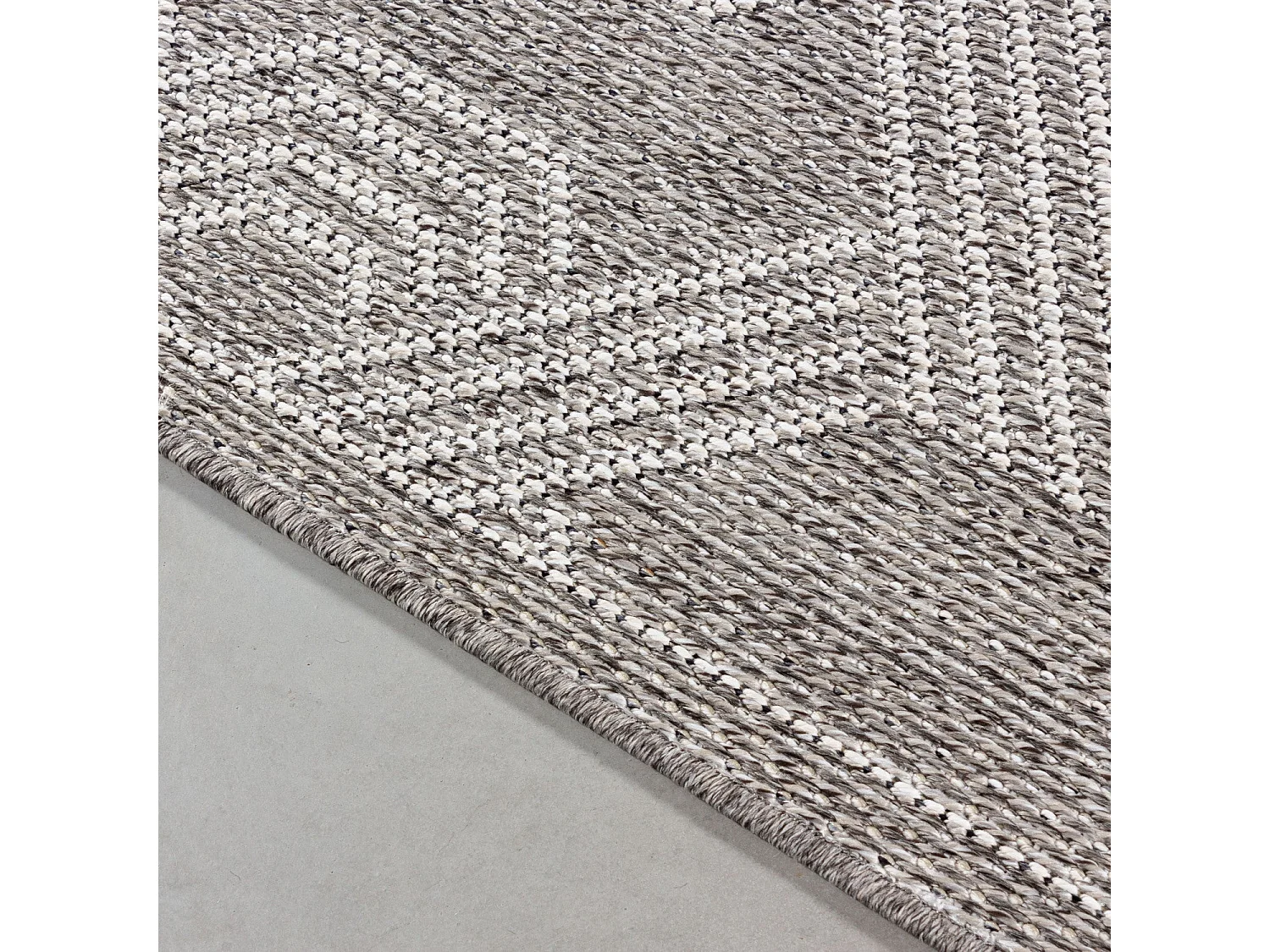 TRESS - Tapis Extérieur/Intérieur Tissé Plat - Gris & Crème 120 x 170 cm