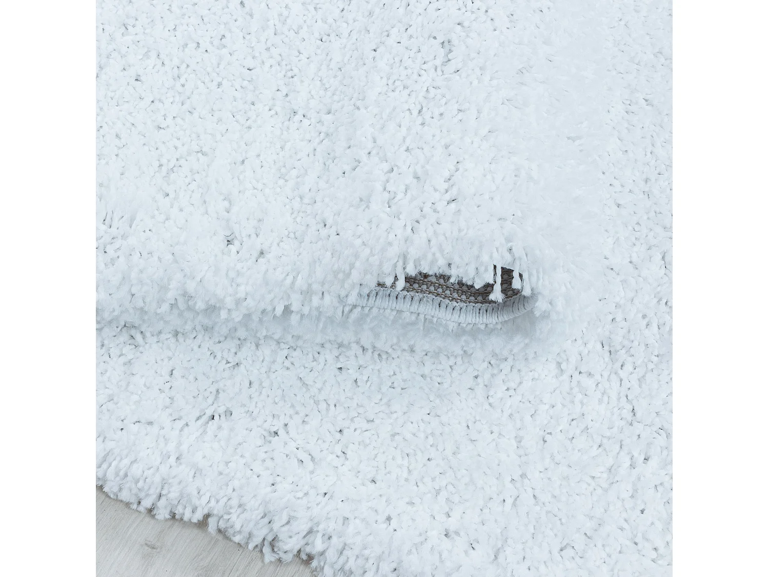 DOUX - Tapis Rond à poils longs doux - Blanc 200 x 200 cm