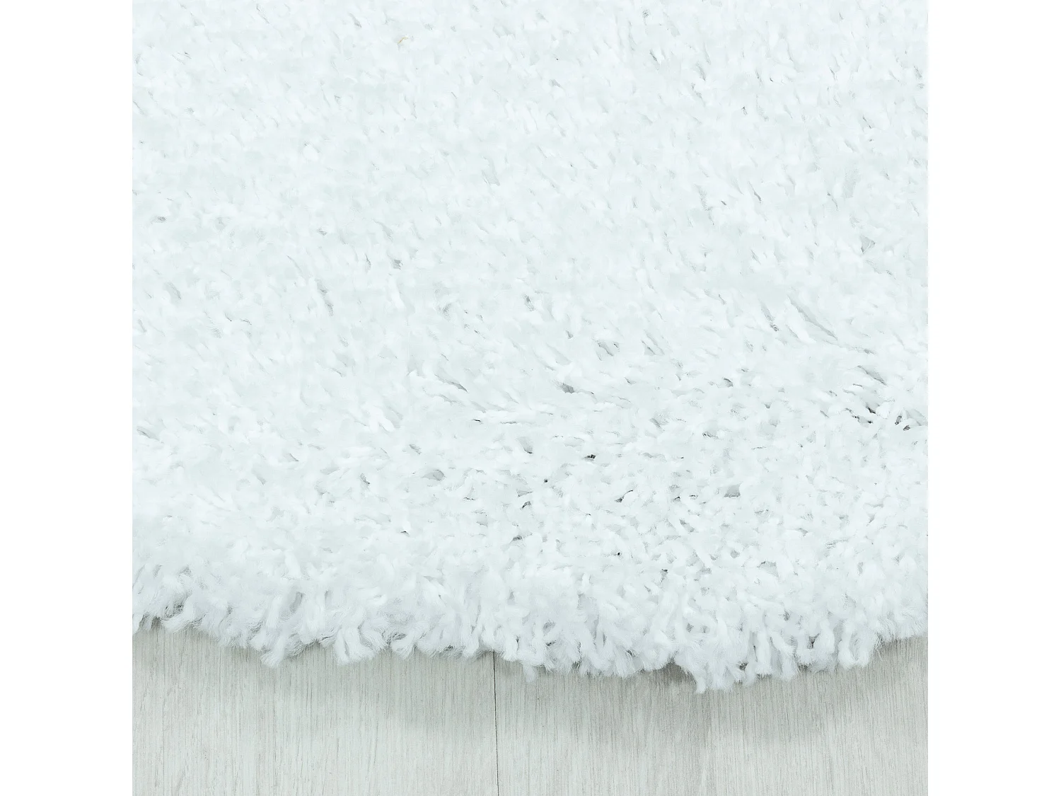 DOUX - Tapis Rond à poils longs doux - Blanc 200 x 200 cm