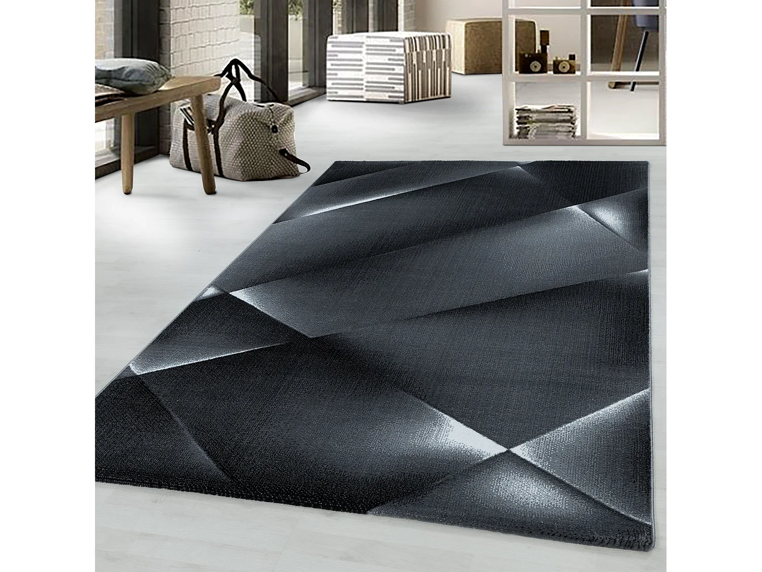 REFLET - Tapis à motifs géométrique - Noir 240 x 340 cm