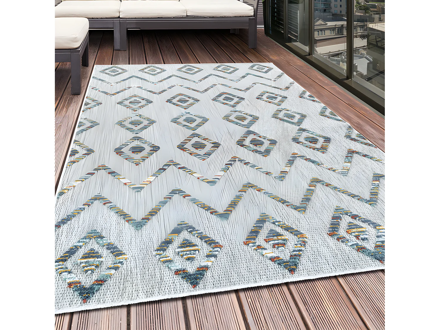 Tapis d'extérieur à relief "Kuta" Multi 120 x 170 cm