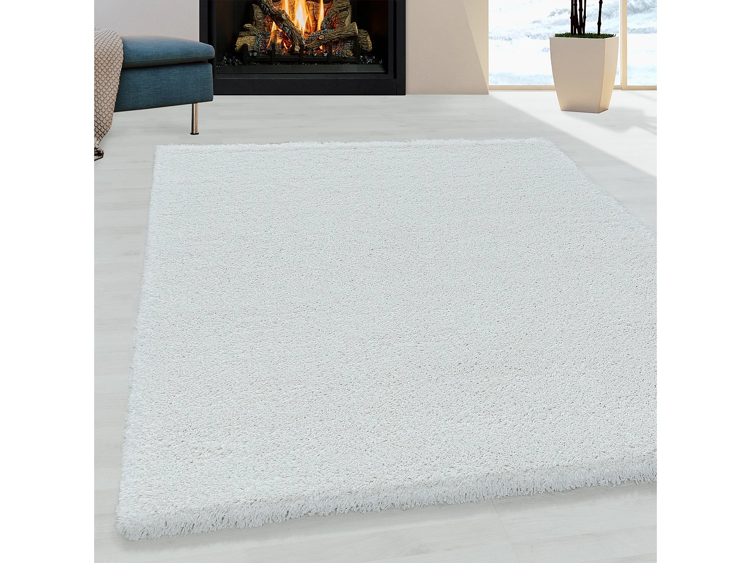 MOELLEUX - Tapis cosy à poils longs - Blanc 140 x 200 cm