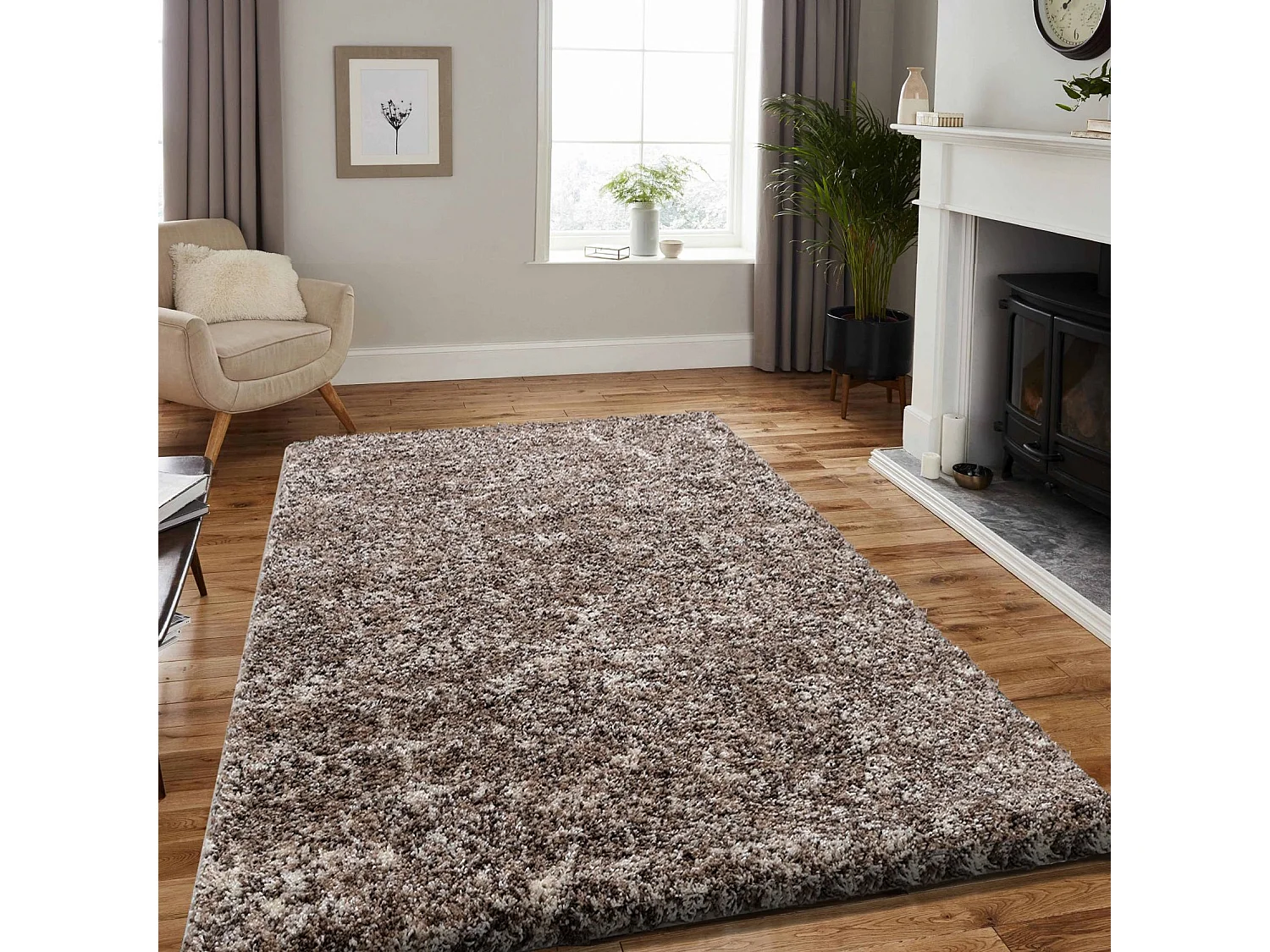 COSY - Tapis à poils longs 30mm - Beige et Blanc 160 x 230 cm