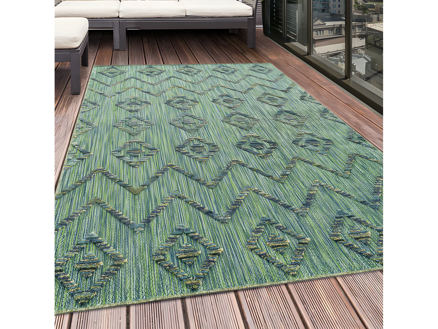 Tapis d'extérieur à relief "Kuta" Vert 160 x 230 cm