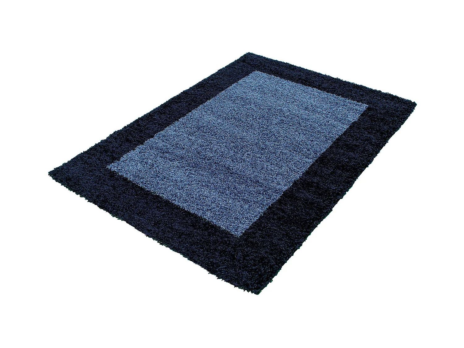 SHAGGY - Tapis à Bordures - Bleu Foncé 080 x 150 cm