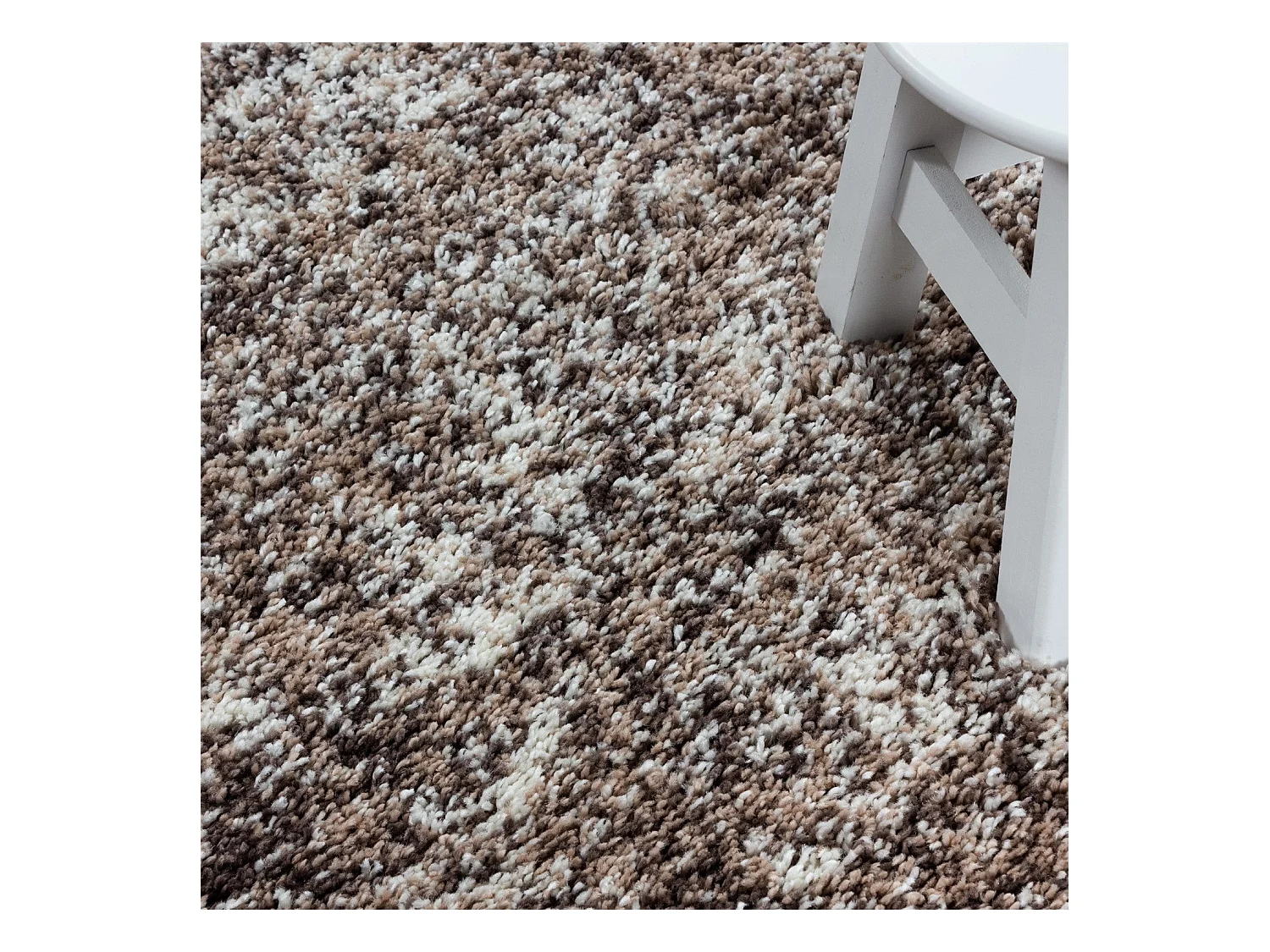 COSY - Tapis à poils longs 30mm - Beige et Blanc 140 x 200 cm