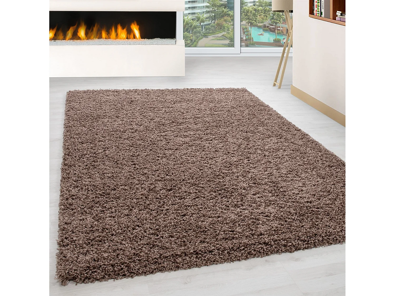 SHAGGY - Tapis Uni à poils longs - Café 080 x 150 cm