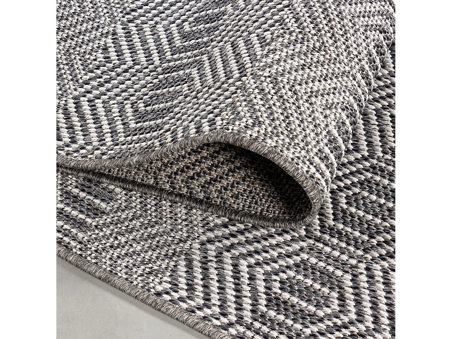 OVA - Tapis Extérieur/Intérieur Tissé Plat - Gris & Crème 240 x 340 cm