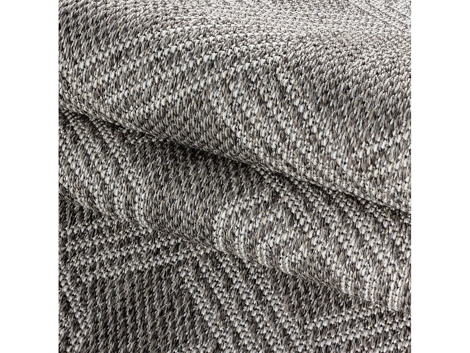 TRESS - Tapis Extérieur/Intérieur Tissé Plat - Gris & Crème 140 x 200 cm