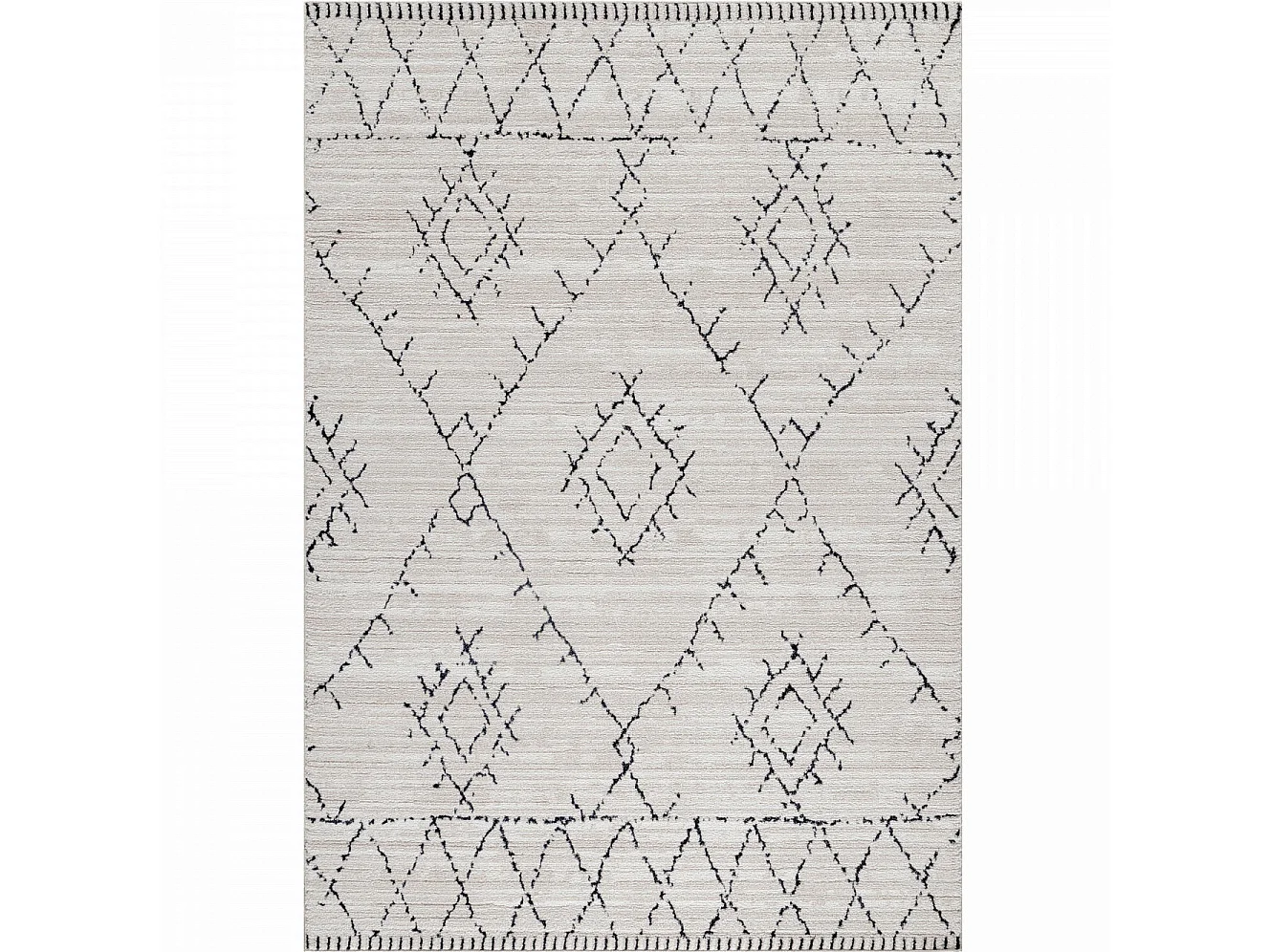 TRIBAL - Tapis Berbère laineux - Crème & Anthracite 140 x 200 cm